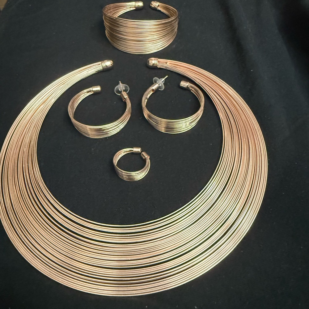 Gold Multi-Layered Collar Necklace Set